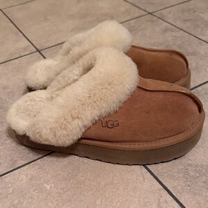 UGG Chestnut Suede Cozy Shearling Clog